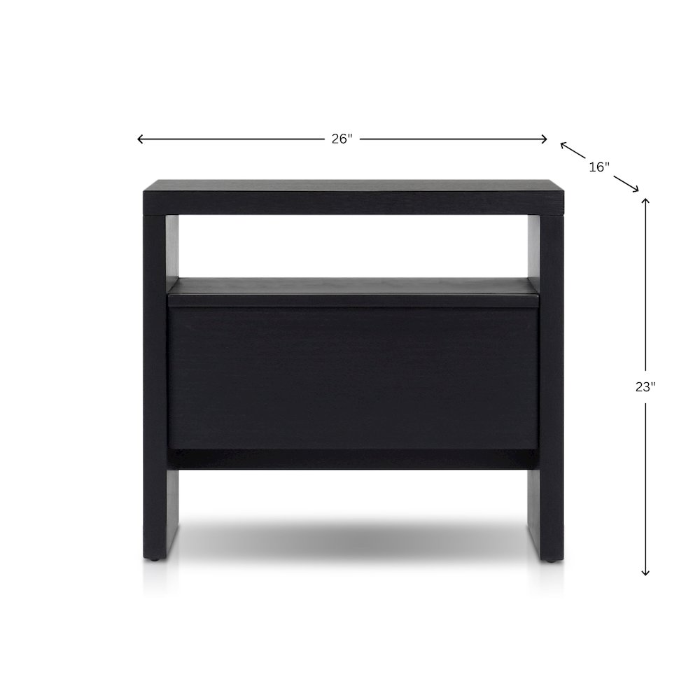 Contemporary Flo Nightstand, Black. Picture 1