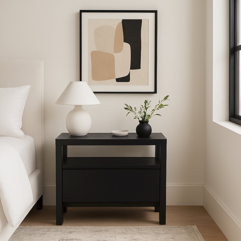 Contemporary Flo Nightstand, Black. Picture 2