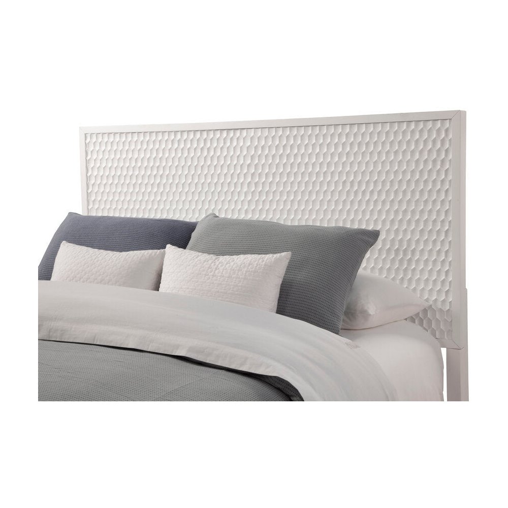Contemporary White Pearl Standard King Panel Bed, White. Picture 5