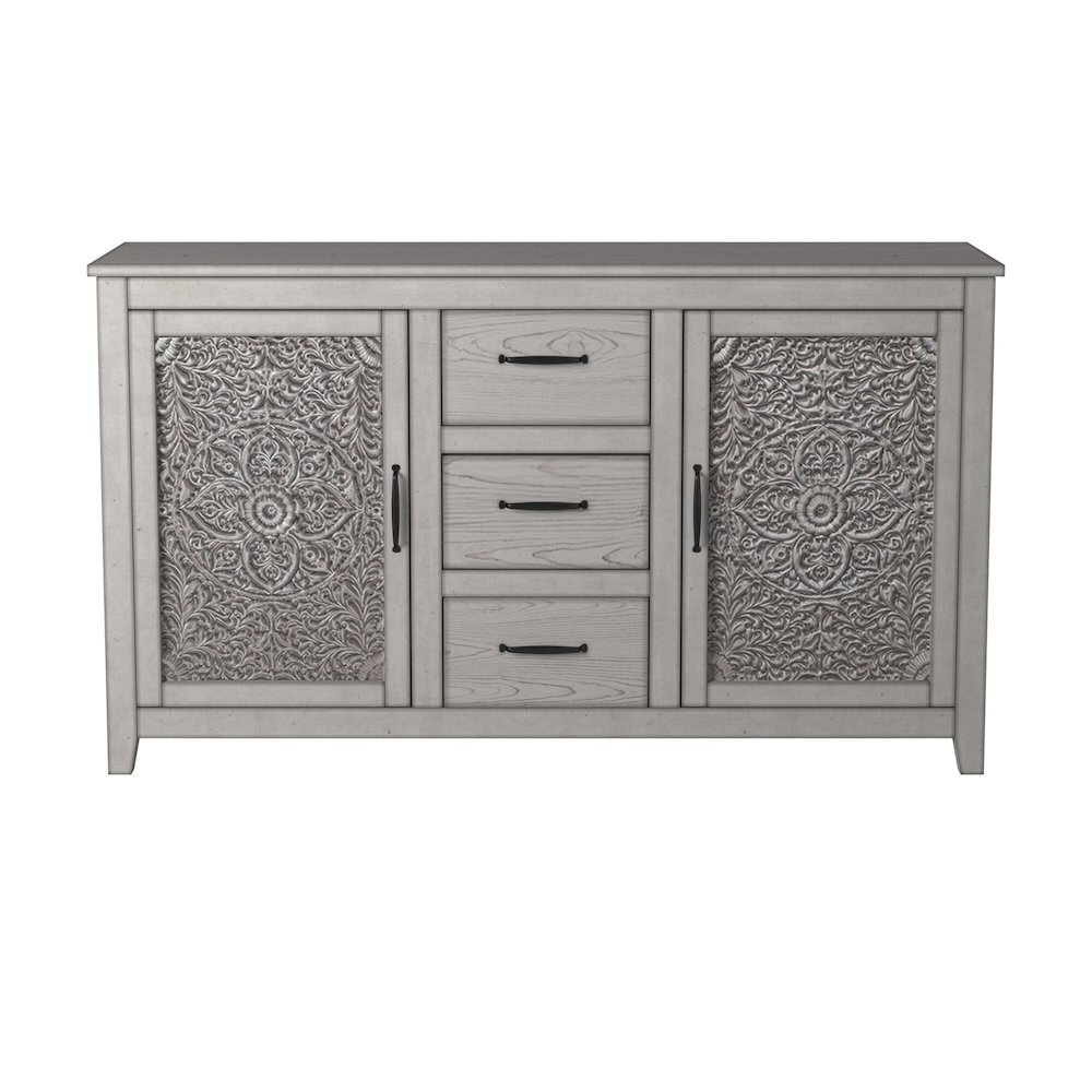 Traditional Aria Dresser with Cabinets & Drawers, Gray. Picture 1