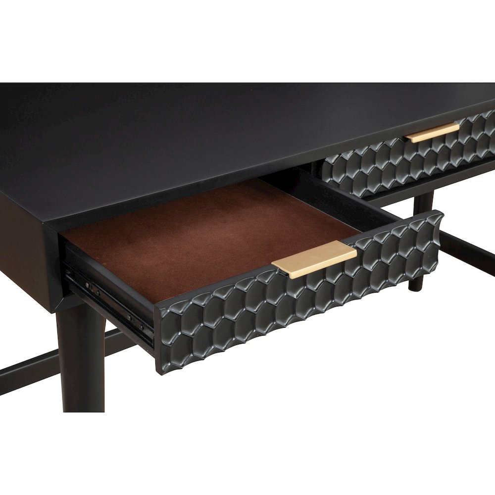 Contemporary Black Pearl Large Desk, Black. Picture 4