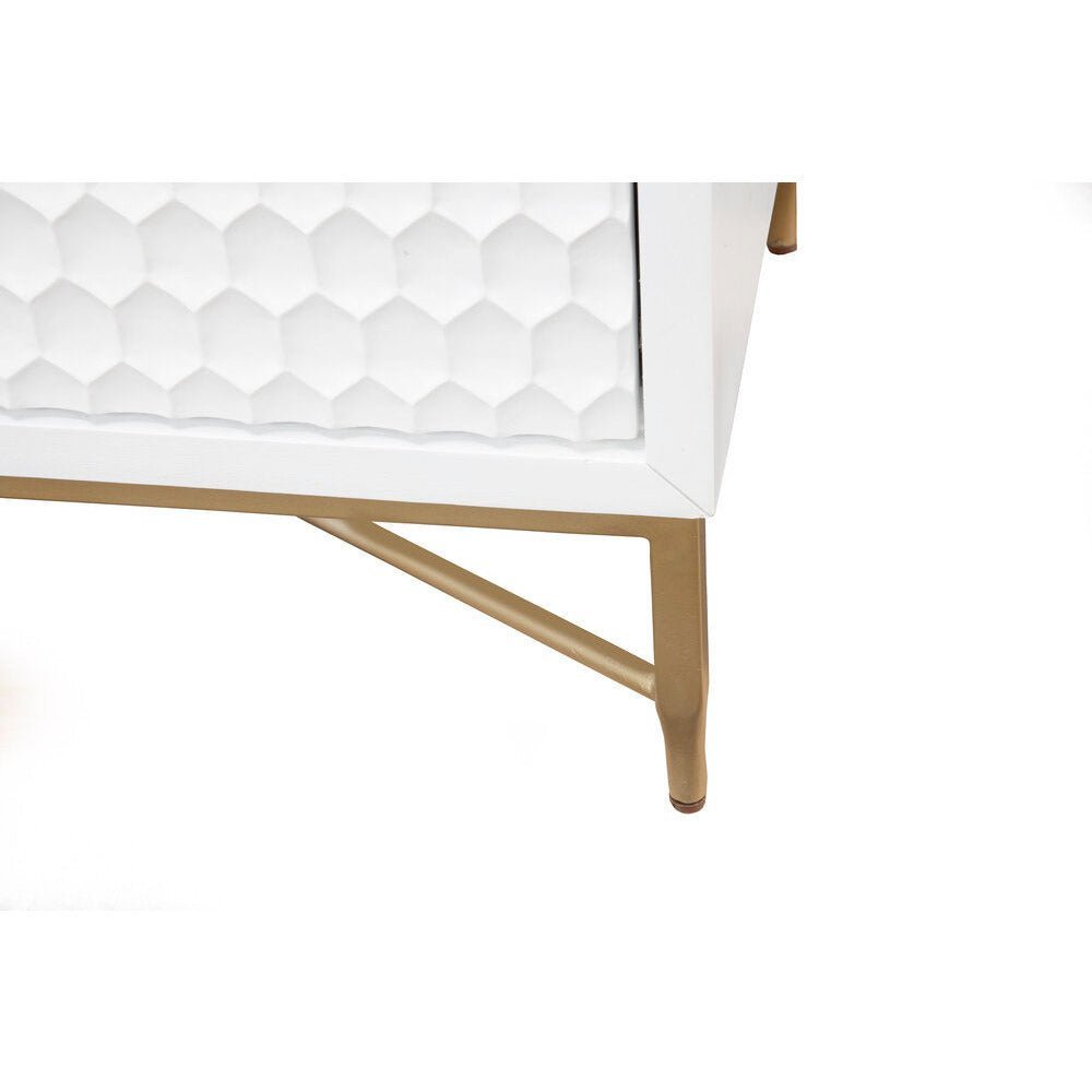 Contemporary White Pearl TV Console, White. Picture 5