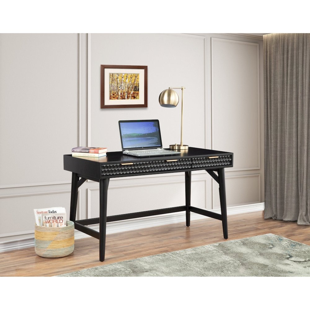 Contemporary Black Pearl Large Desk, Black. Picture 2