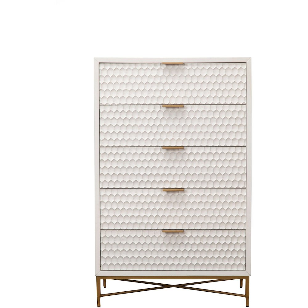 Contemporary White Pearl Chest, White. Picture 1