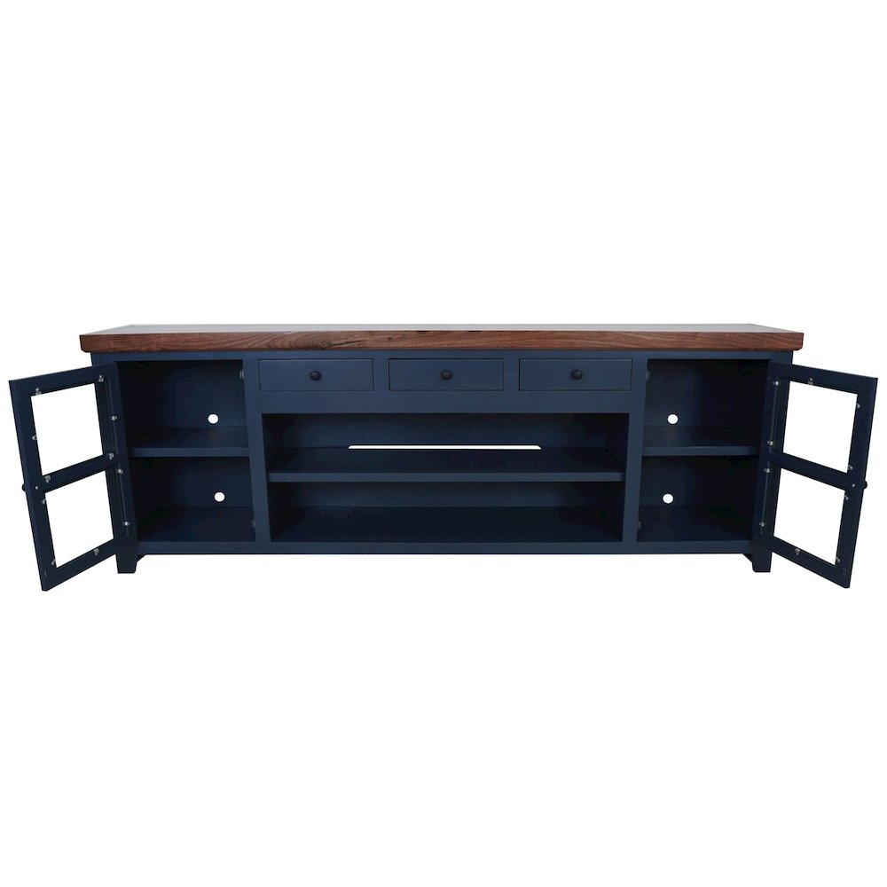 Transitional Harbor Bay TV Console, Midnight Blue with Walnut Top. Picture 7