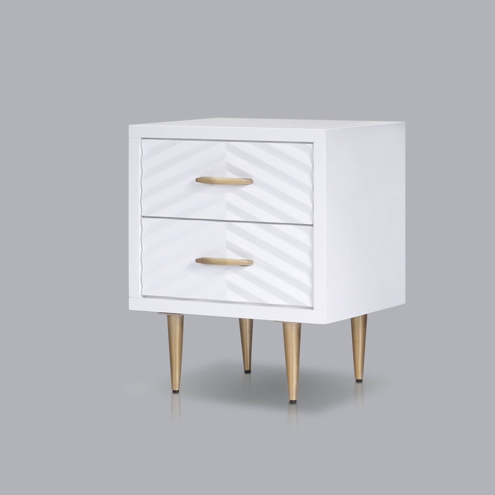 Contemporary Trixie Nightstand, White. Picture 3