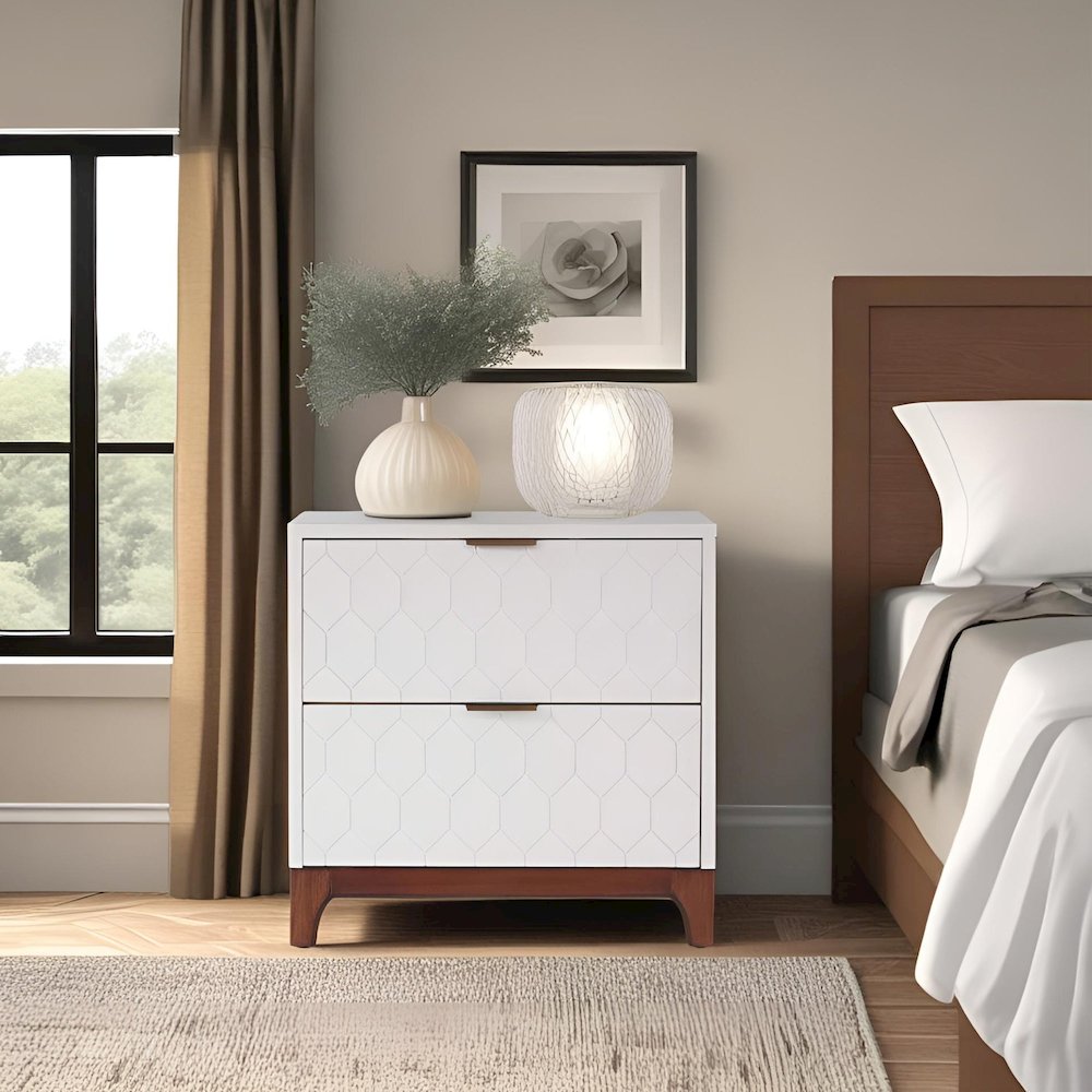 Transitional Kara Nightstand, Ivory. Picture 2