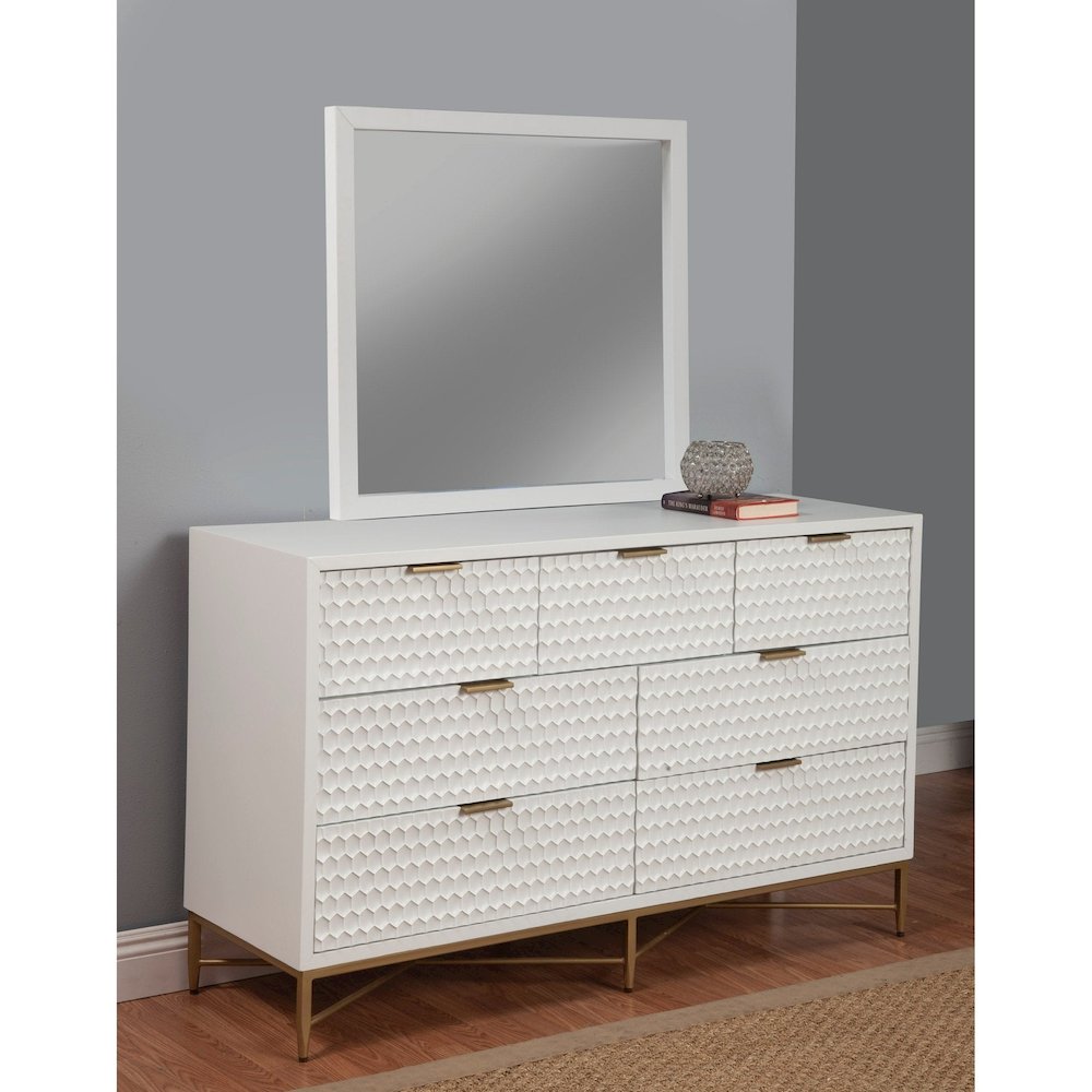 Contemporary White Pearl Dresser, White. Picture 7