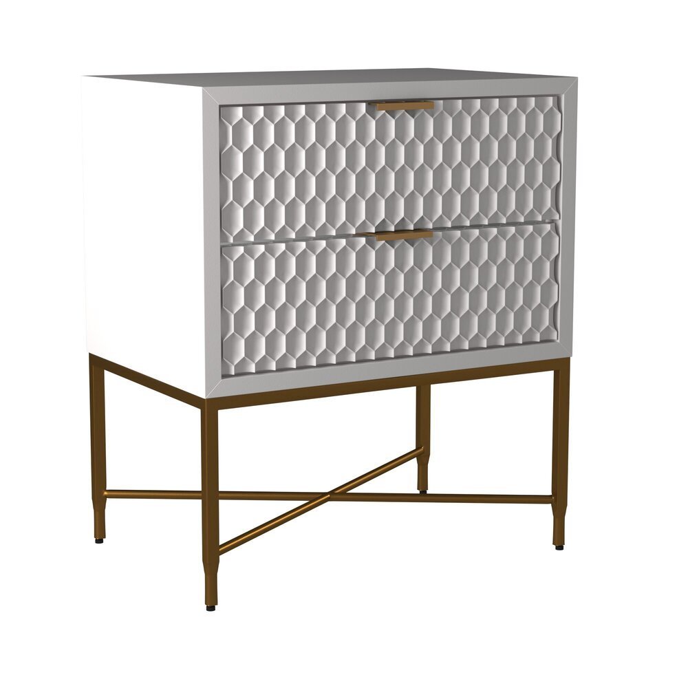 Contemporary White Pearl Nightstand, White. Picture 5