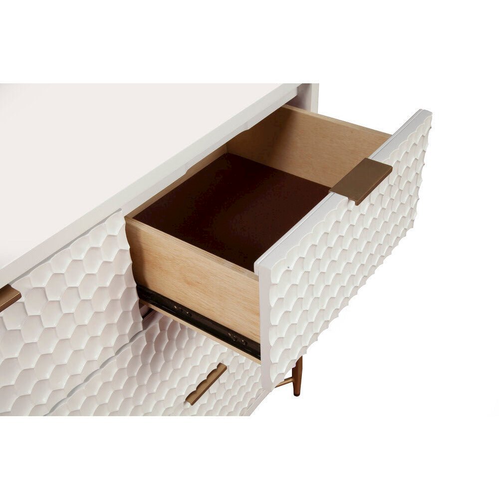 Contemporary White Pearl TV Console, White. Picture 4
