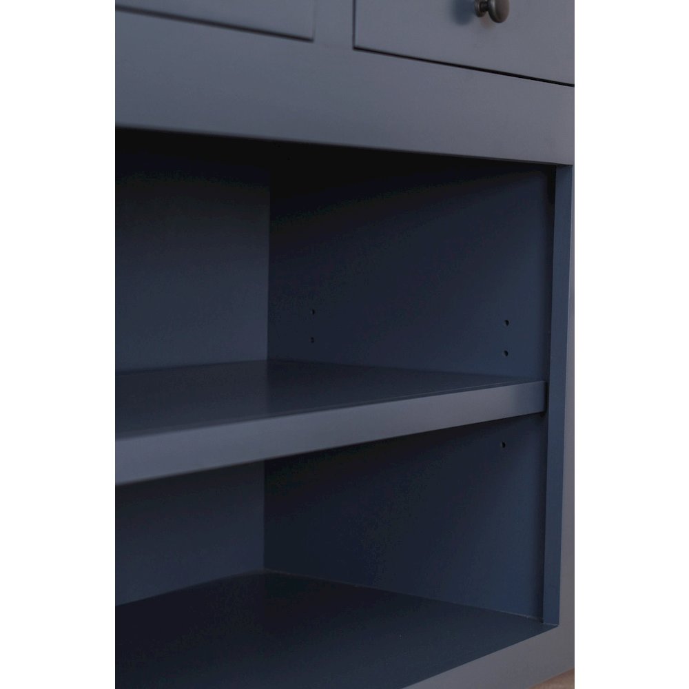Transitional Harbor Bay TV Console, Midnight Blue with Walnut Top. Picture 6