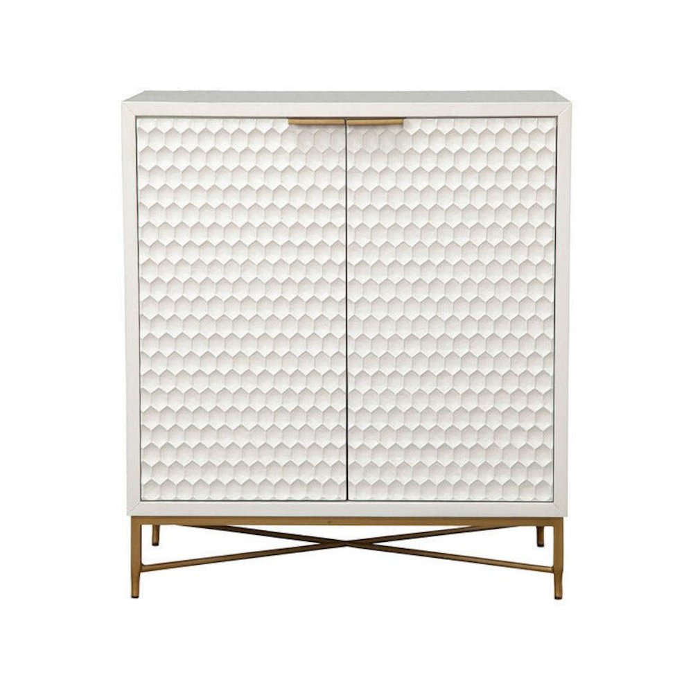 Contemporary White Pearl Bar Cabinet, White. Picture 1