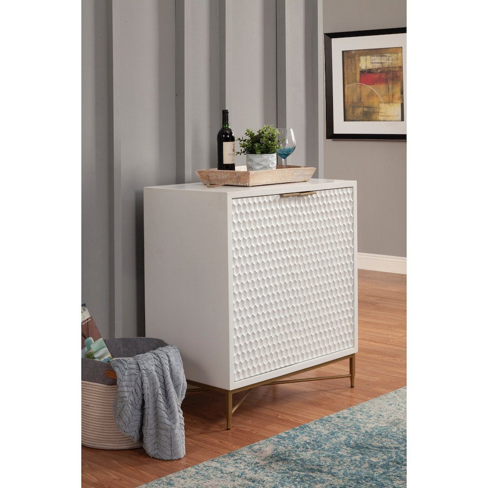 Contemporary White Pearl Bar Cabinet, White. Picture 3