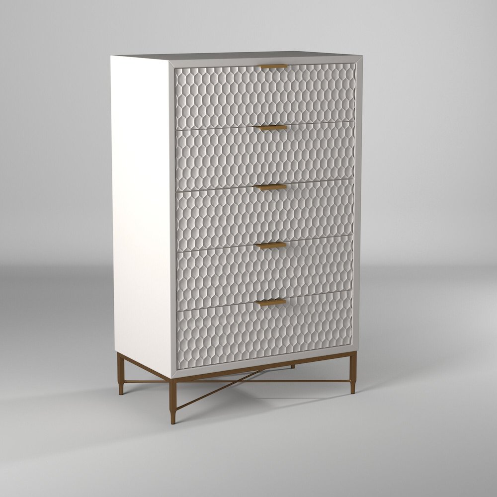 Contemporary White Pearl Chest, White. Picture 5