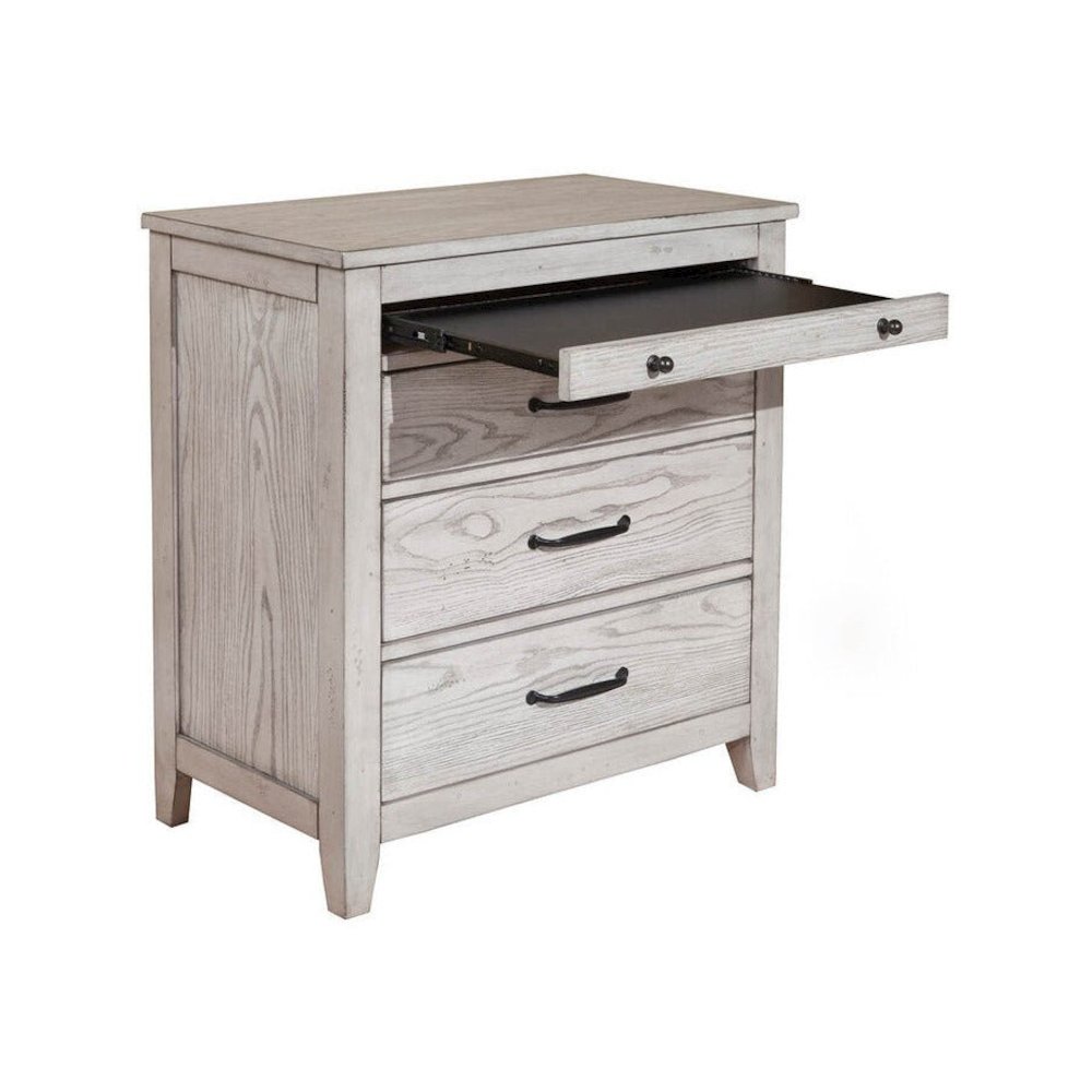 Traditional Aria 3 Drawer Nightstand, Gray. Picture 2