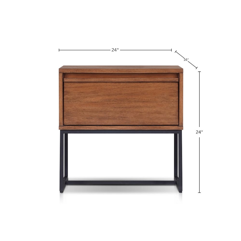 Industrial Levi Nightstand, Teak Brown. Picture 6