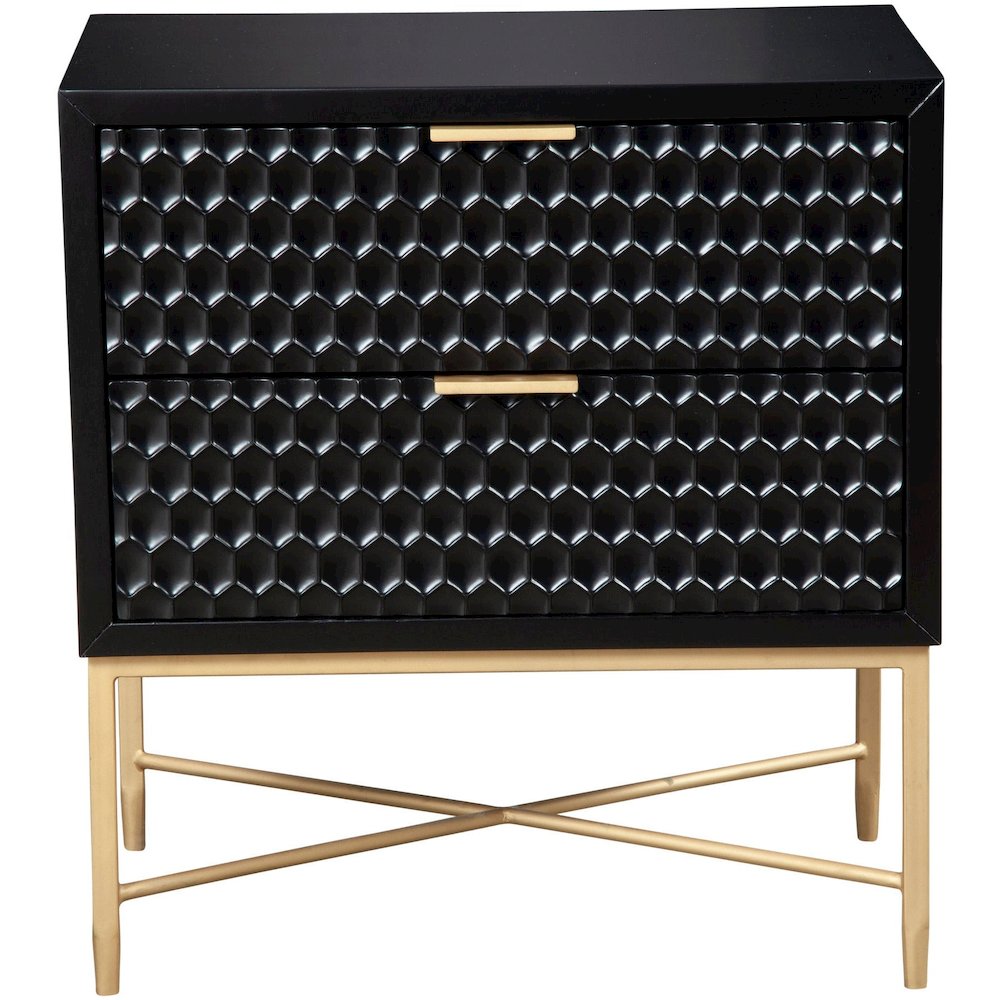 Contemporary Black Pearl Nightstand, Black. Picture 1