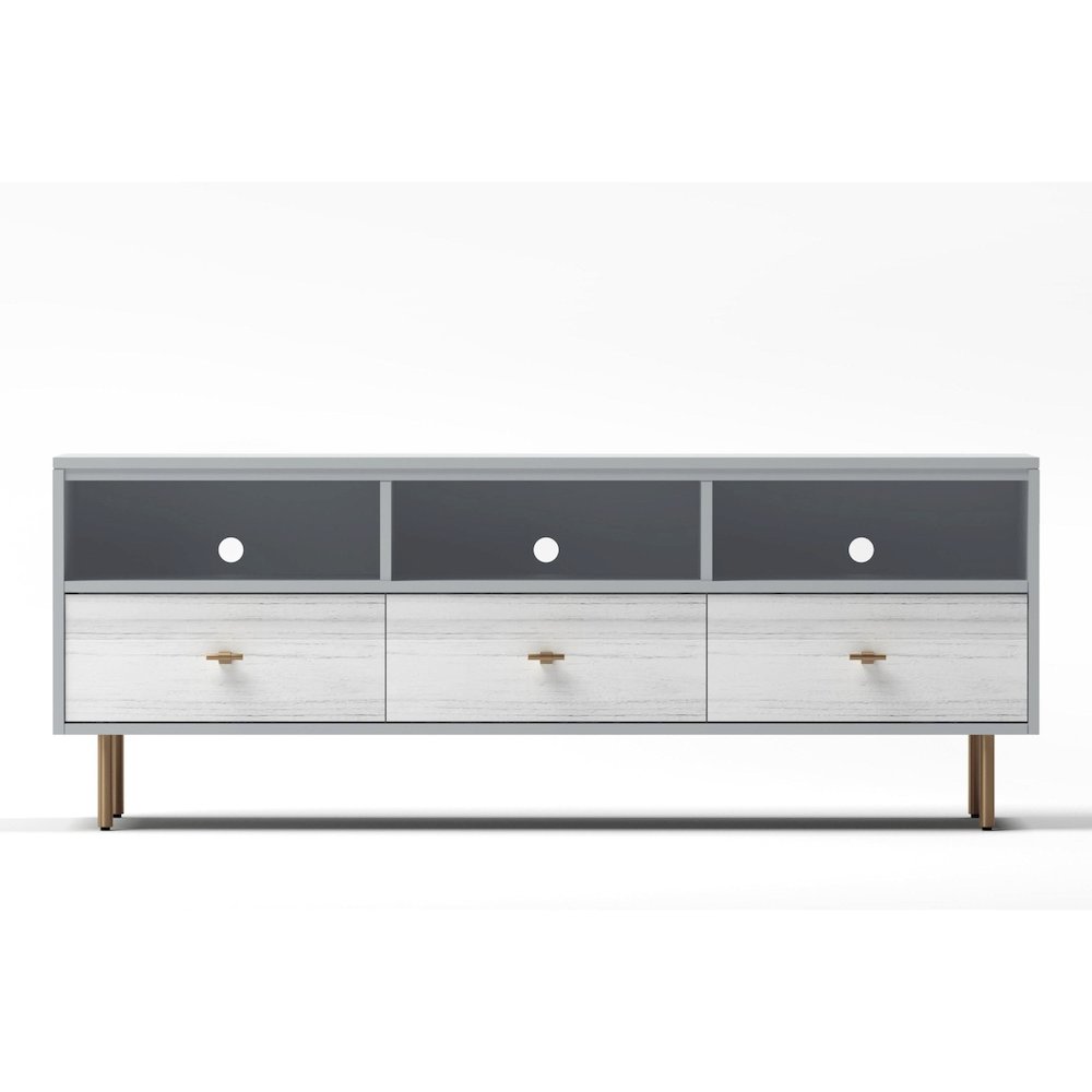 Glam Saige TV Console, Weathered White/Gray. Picture 3