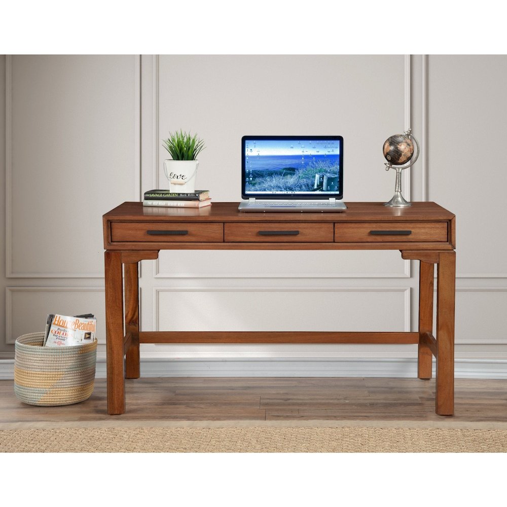 Modern Contemporary Nova Large Desk, Honey Maple. Picture 2