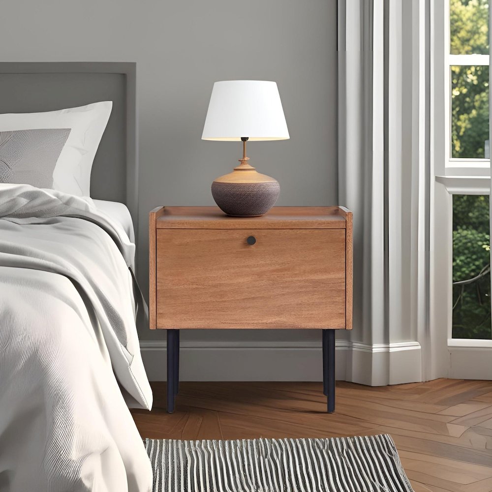 Modern Kyra Nightstand, Chestnut. Picture 2