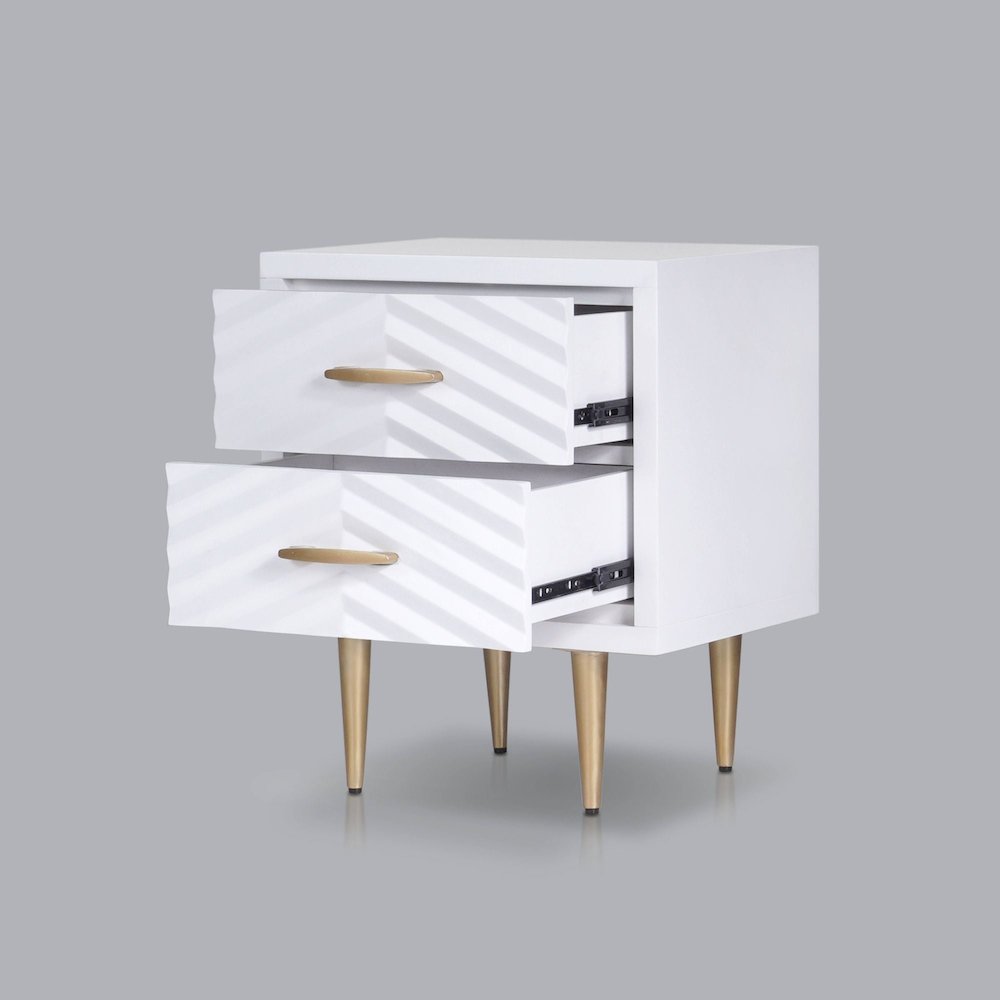 Contemporary Trixie Nightstand, White. Picture 4