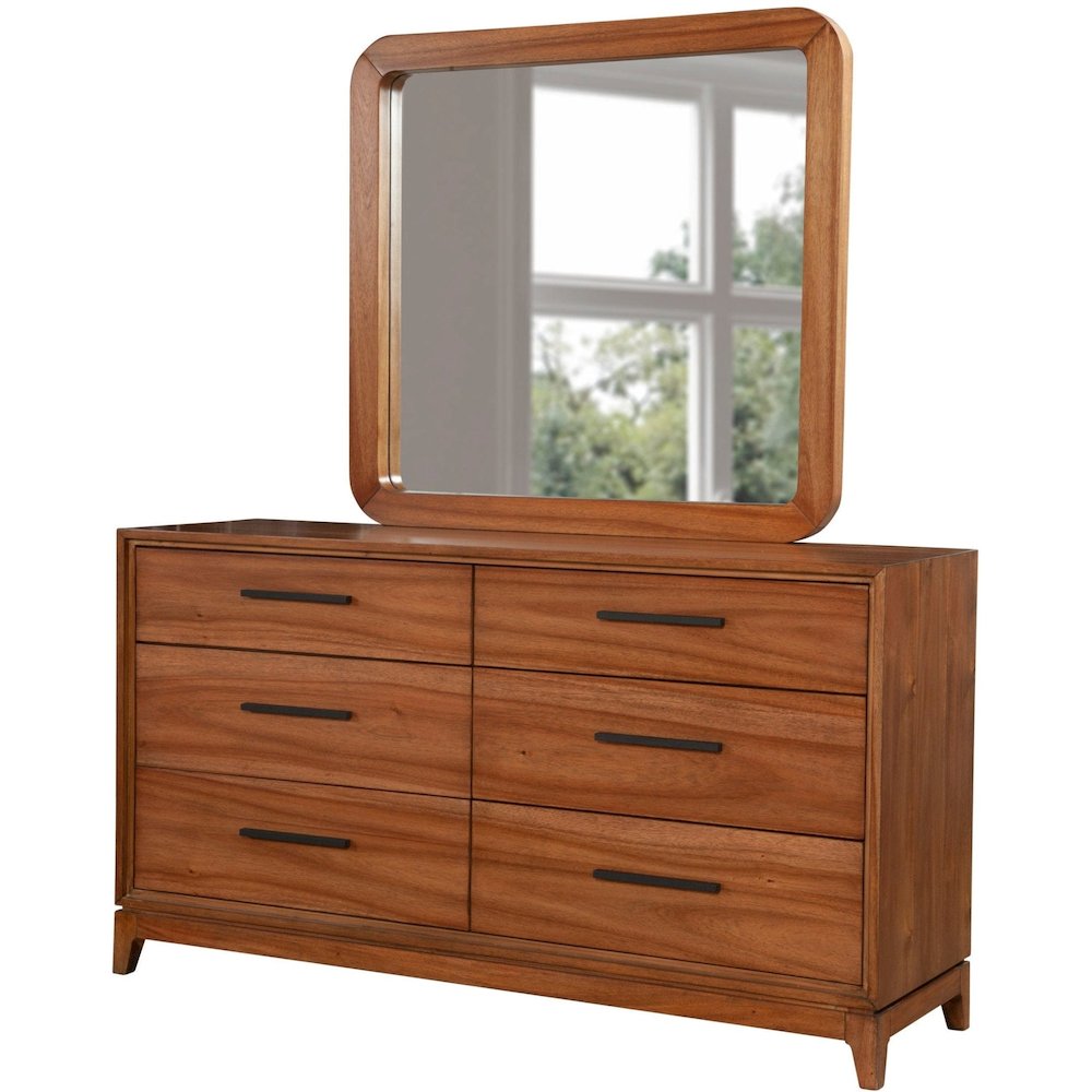 Modern Contemporary Nova Mirror, Honey Maple. Picture 1