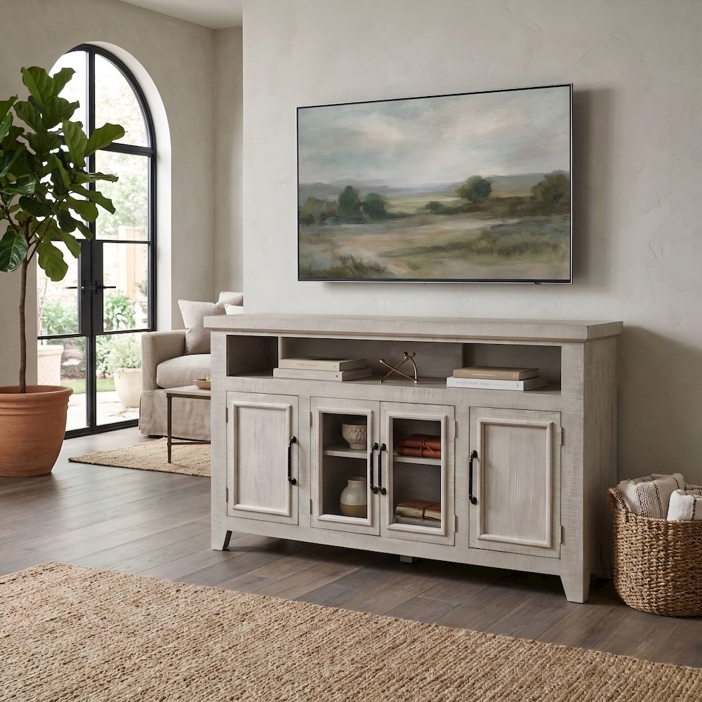 Willow Creek 60" TV Console, White Wash. Picture 5