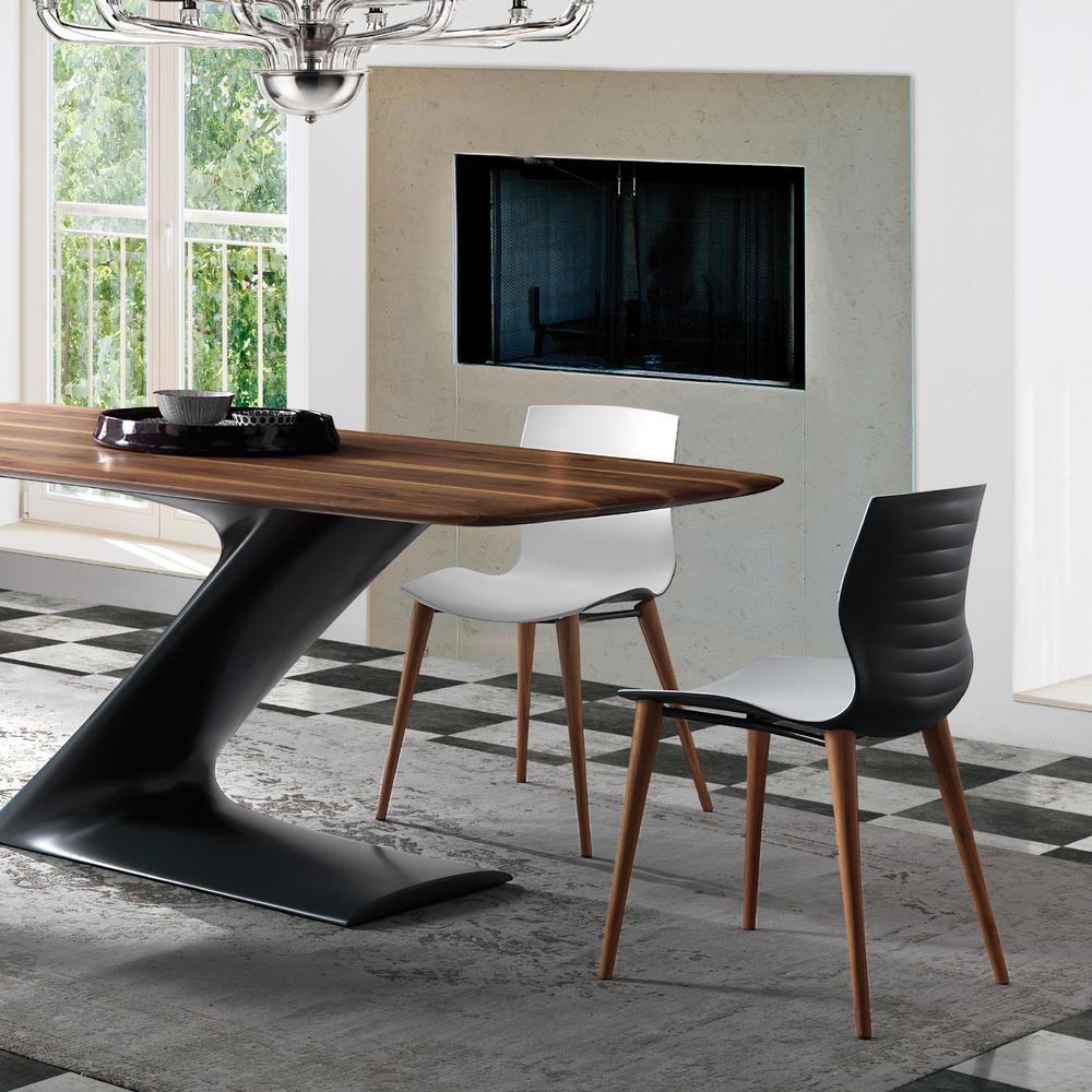 Evalyn Chair WHITE seat with WALNUT legs. Picture 2