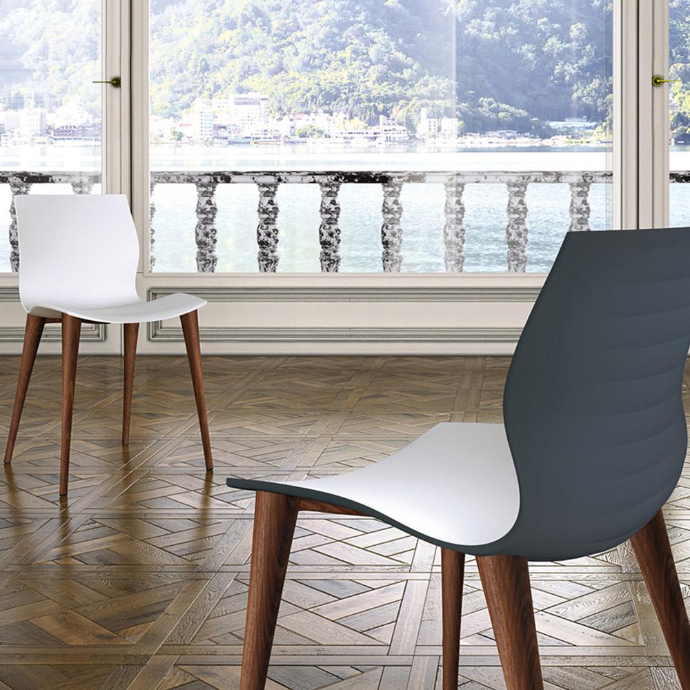 Evalyn Chair WHITE seat with WALNUT legs. Picture 3