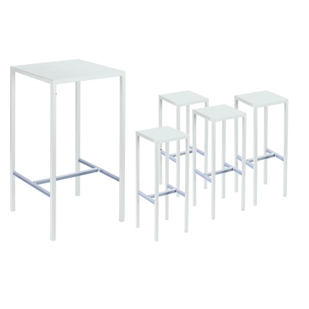1 Bar Table & 4 Barstools White. Picture 1