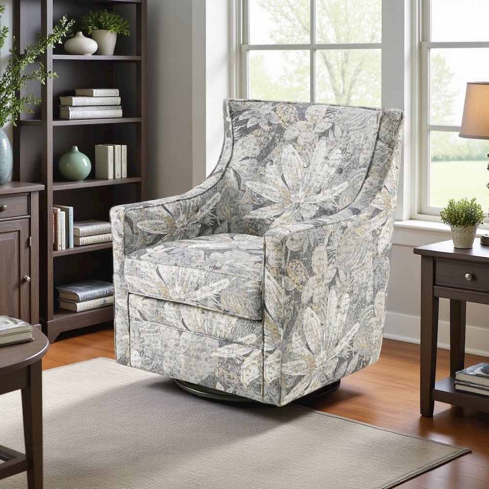 Blue Swivel Rocker Recliner Chair – Upholstered Glider for Comfort. Picture 2