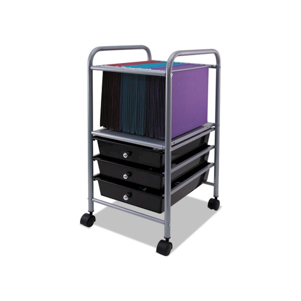 Slim Profile Mobile File Cart, 13w x 15.75d x 26.25h, Black/Matte Gray. Picture 1