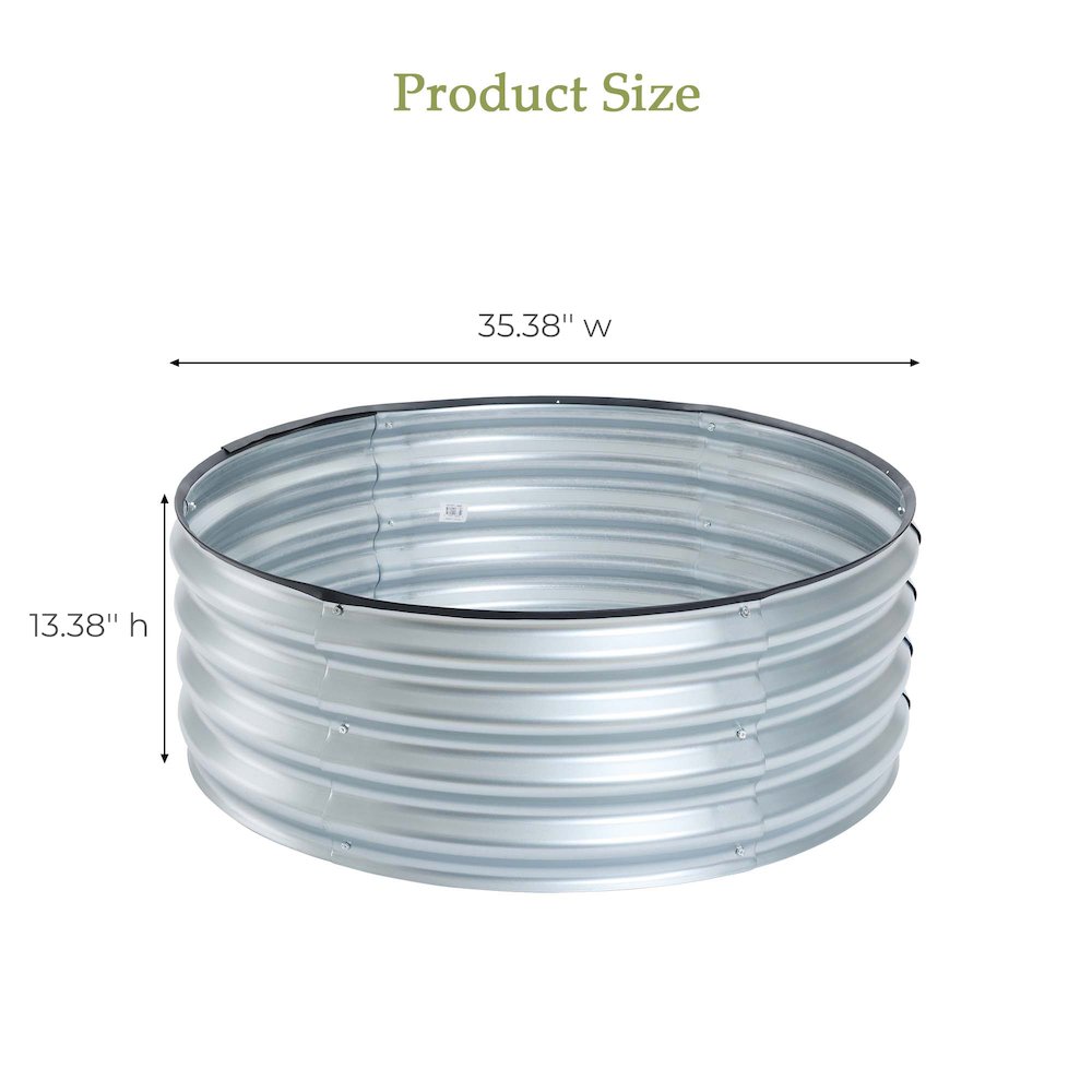 35.38in Round Galvanized Steel Raised Garden Bed. Picture 8