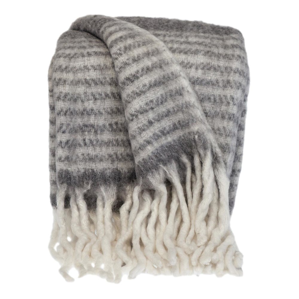 Nagar Transitional Gray 52" X 67" Woven Handloom Throw. Picture 1