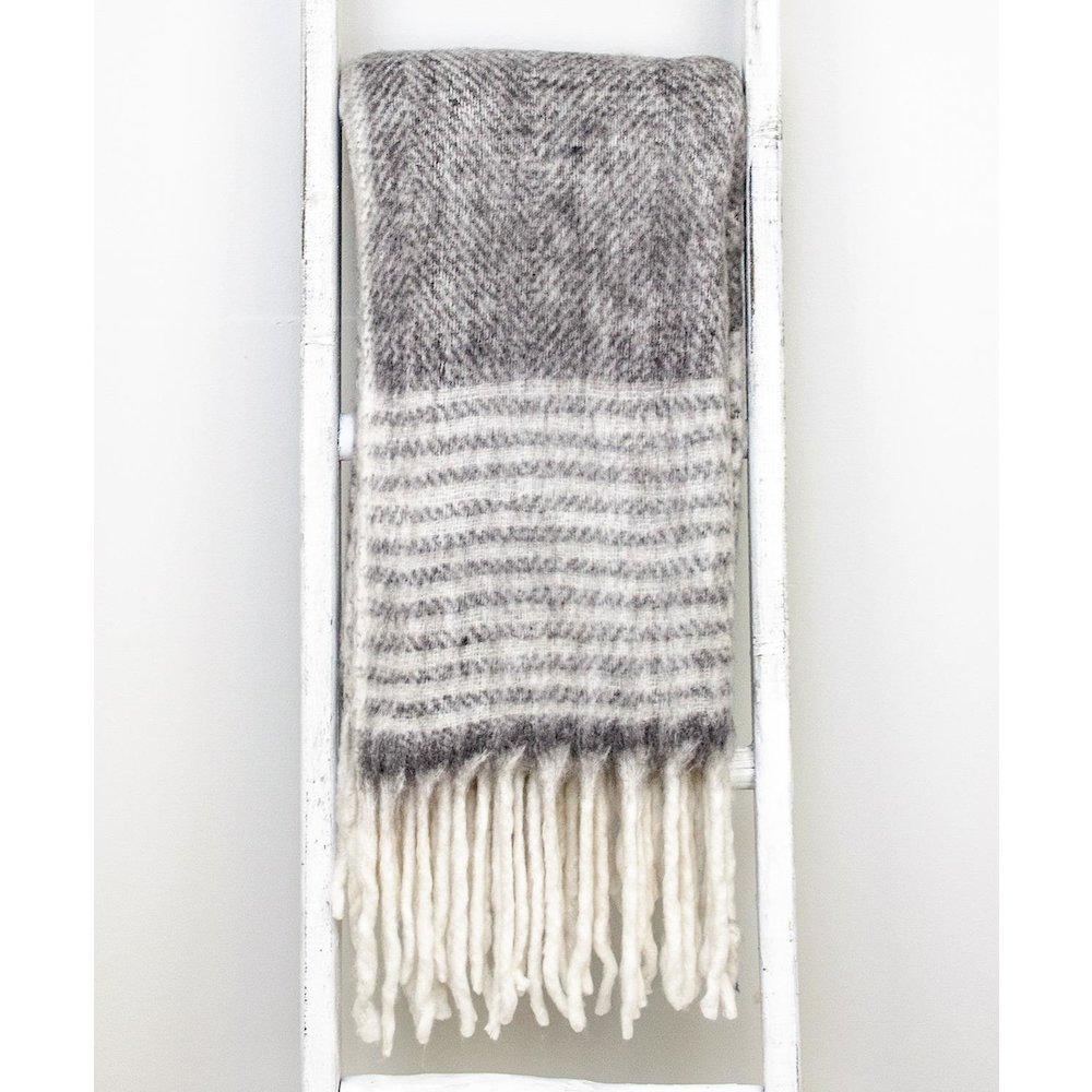 Nagar Transitional Gray 52" X 67" Woven Handloom Throw. Picture 4
