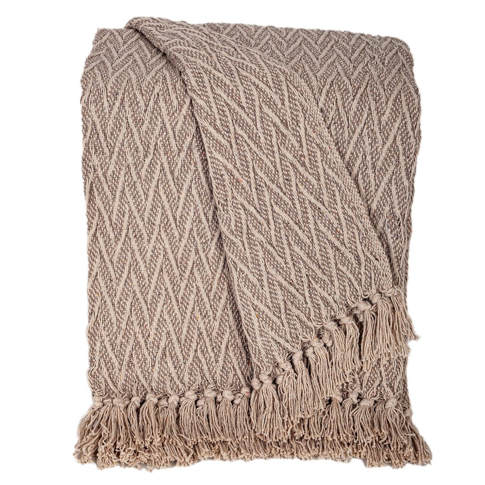 Handloomed Brown Cotton Slub Throw (52”X67”). Picture 1