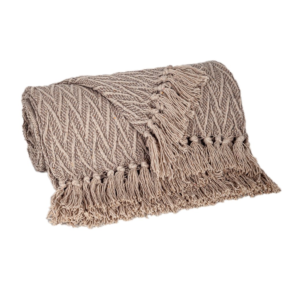 Handloomed Brown Cotton Slub Throw (52”X67”). Picture 2