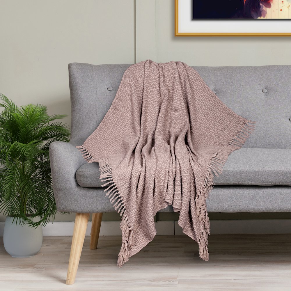 Handloomed Brown Cotton Slub Throw (52”X67”). Picture 4