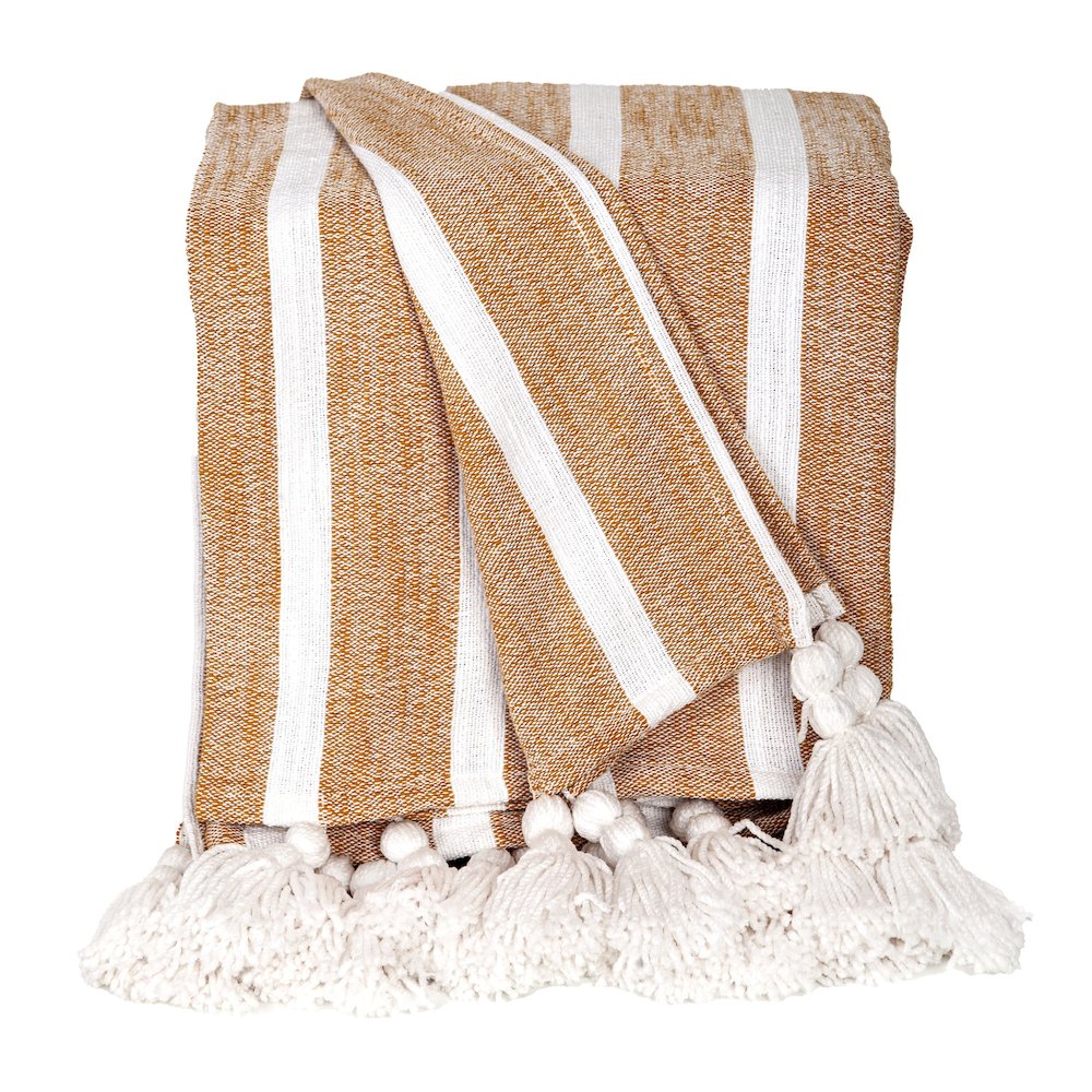 Best 50” X 60” Mustard Cotton Slub Throw. Picture 1