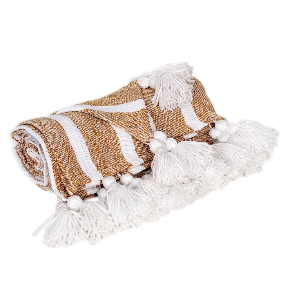 Best 50” X 60” Mustard Cotton Slub Throw. Picture 2