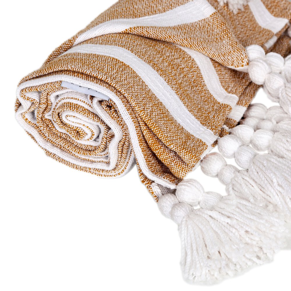 Best 50” X 60” Mustard Cotton Slub Throw. Picture 3