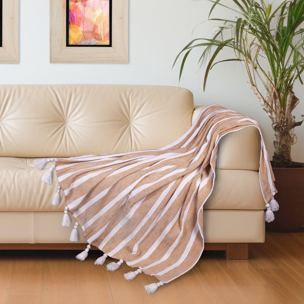 Best 50” X 60” Mustard Cotton Slub Throw. Picture 4