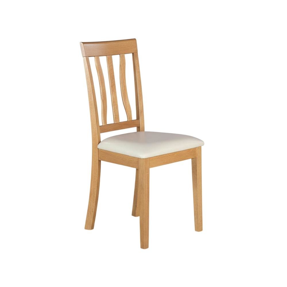 Antique Chair for dining room Faux Leather Seat with Oak Finish, Set of 2. Picture 4