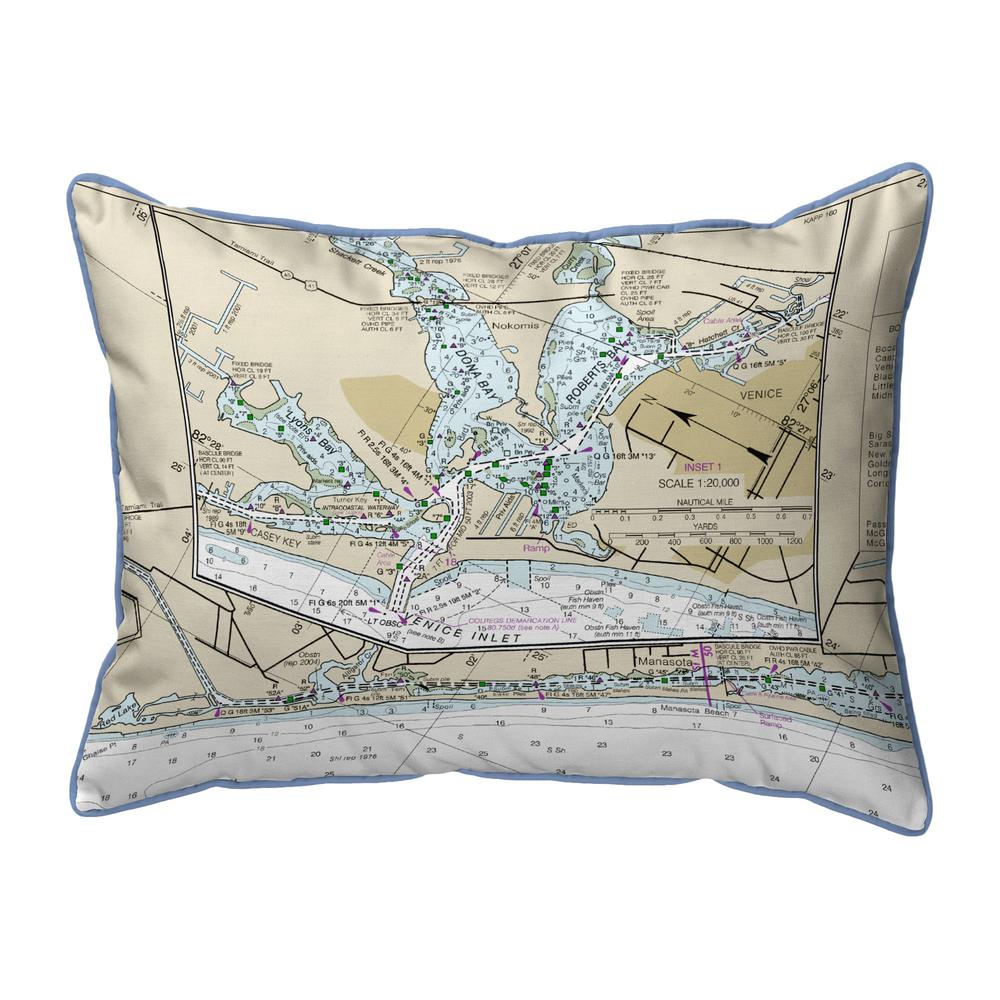 Venice to Manasota Key, Florida Nautical Map Extra Large Zippered Indoor/Outdoor Pillow Cover 20x24 (No Insert). Picture 1