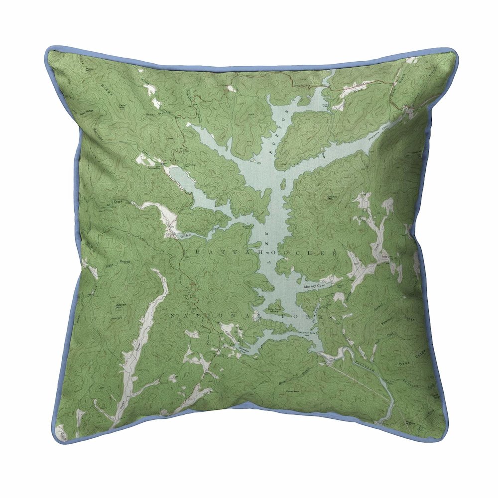 Burton Lake, GA Nautical Map Extra Large Zippered Indoor/Outdoor Pillow 22x22. Picture 1
