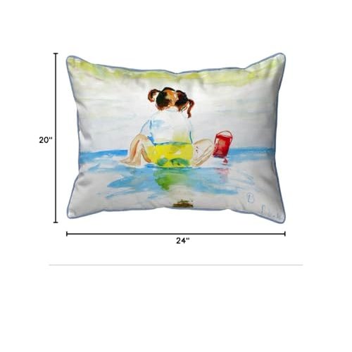 Pigtails Playing Extra Large Zippered Indoor/Outdoor Pillow 20x24. Picture 2