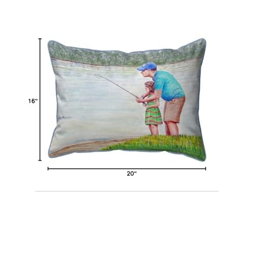 Learning to Fish Large Indoor/Outdoor Pillow 16x20. Picture 2