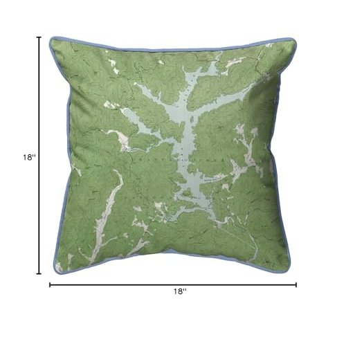Burton Lake, GA Nautical Map Large Corded Indoor/Outdoor Pillow 18x18. Picture 2
