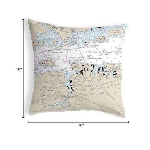 Alexandria Bay, NY Nautical Map Noncorded Indoor/Outdoor Pillow 18x18. Picture 2