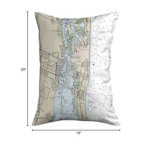 Vero Beach, FL Nautical Map Noncorded Indoor/Outdoor Pillow 16x20. Picture 2